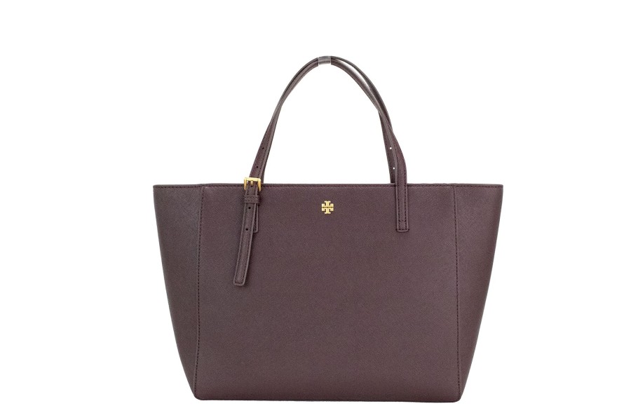 Women Tory Burch Women'S Tote Bags | Tory Burch Emerson Small Tempranillo Saffiano Leather Tote Handbag