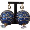 Women Dolce & Gabbana Women'S Earrings | Dolce & Gabbana Blue Christmas Ball Crystal Hook Gold Brass Earrings