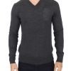 Men Ermanno Scervino Men'S Sleepwear | Ermanno Scervino Gray Wool Blend V-Neck Pullover Sweater