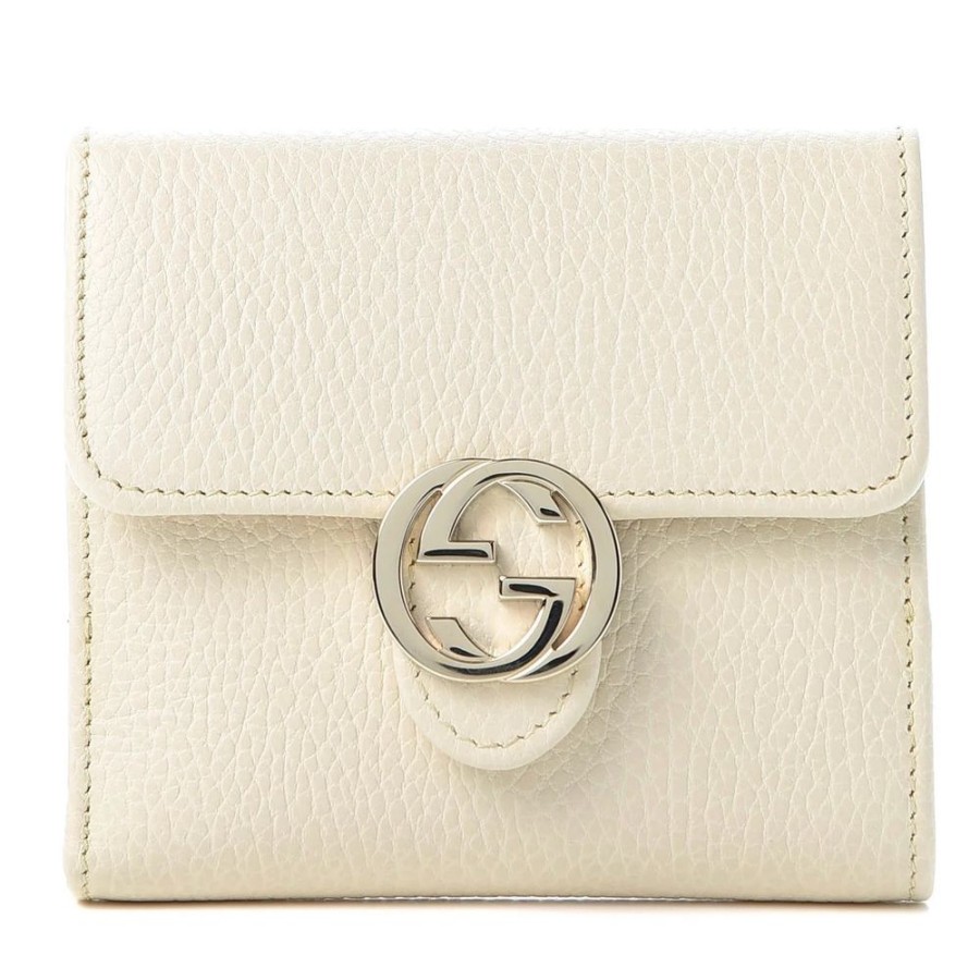 Women Gucci Women'S Wallets | Gucci Elegant Ivory Bifold Leather Wallet For Women