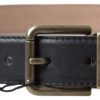 Men Dolce & Gabbana Men'S Belts | Dolce & Gabbana Black Leather Antique Metal Buckle Belt