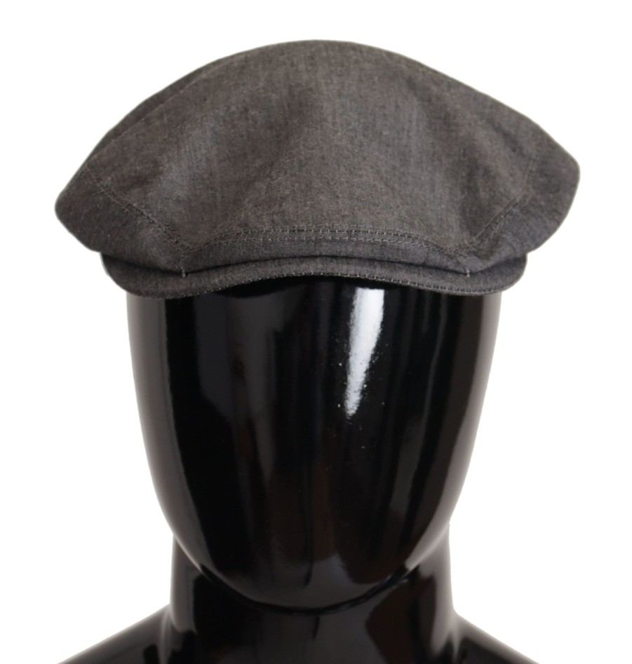 Men Dolce & Gabbana Men'S Hats & Caps | Dolce & Gabbana Gray Newsboy Men Capello Cotton Blend Hat