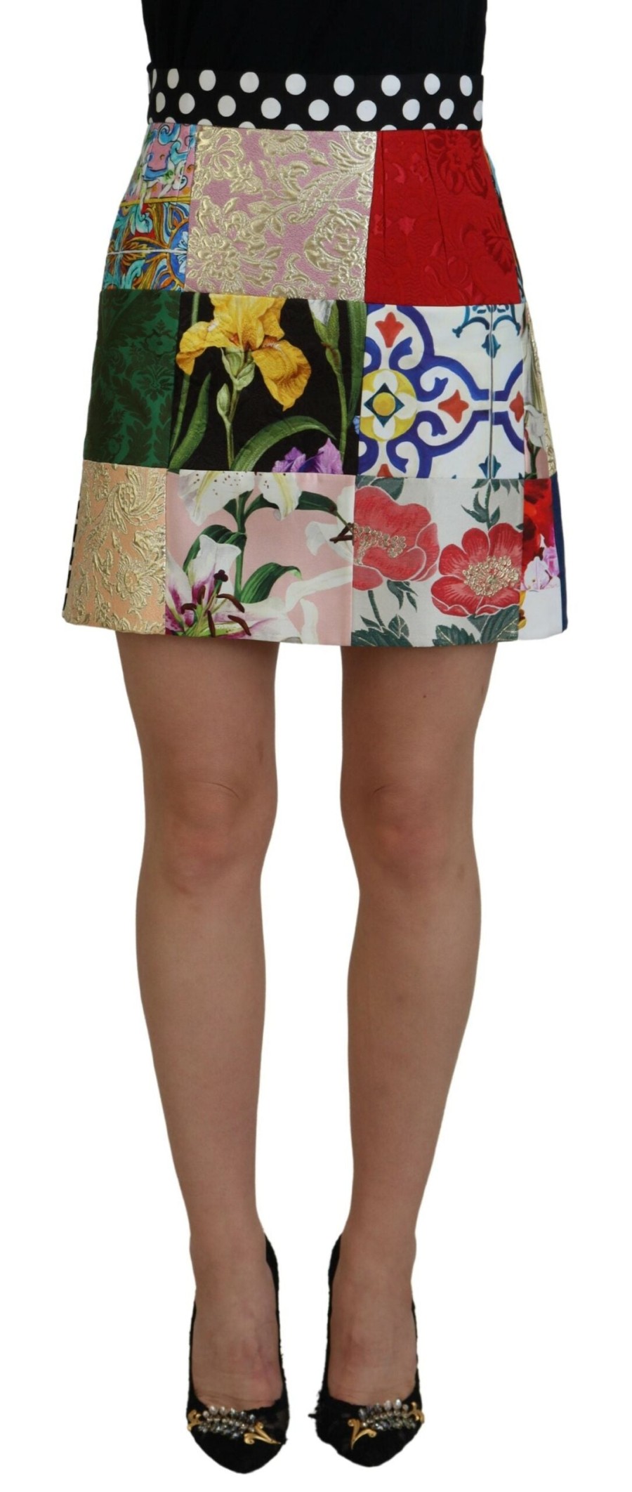 Women Dolce & Gabbana Women'S Skirts | Dolce & Gabbana Multicolor Majolica Patchwork Mini Skirt