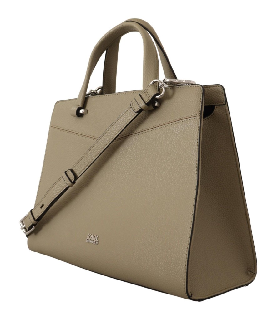 Women Karl Lagerfeld Women'S Tote Bags | Karl Lagerfeld Sage Green Leather Tote Bag