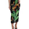 Women Dolce & Gabbana Women'S Skirts | Dolce & Gabbana Black Strelitzia High Waist Pencil Cut Skirt