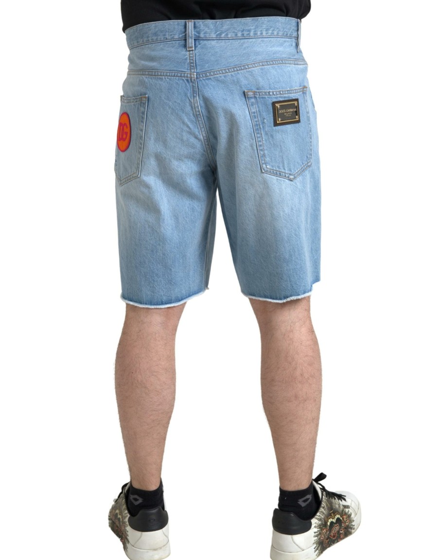 Men Dolce & Gabbana Men'S Shorts | Dolce & Gabbana Light Blue Cotton Men Bermuda Denim Shorts