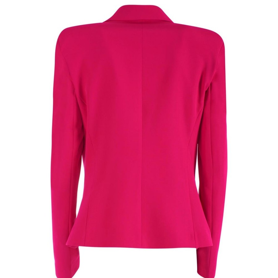 Women Yes Zee Women'S Suits & Blazers | Yes Zee Chic Fuchsia Summer Crepe Jacket