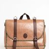 Men Trussardi Men'S Briefcases | Trussardi Elegant Beige Craquele-Effect Leather Briefcase