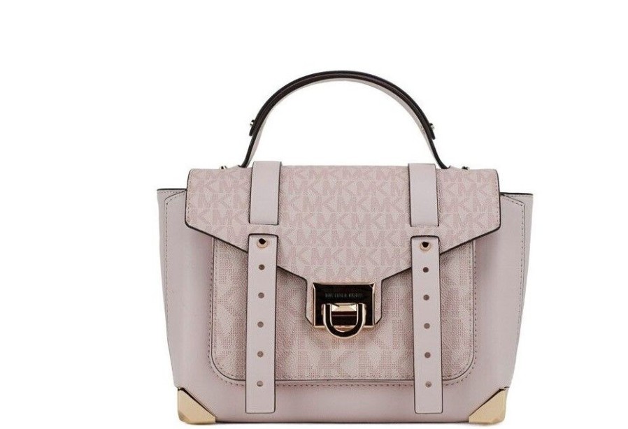 Women Michael Kors Women Satchel Bags | Michael Kors Manhattan Medium Powder Blush Pvc Top Handle Purse Satche