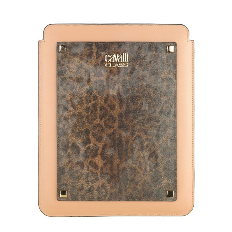 Women Cavalli Class Women'S Others Accessories | Cavalli Class Chic Leopard Print Calfskin Tablet Case