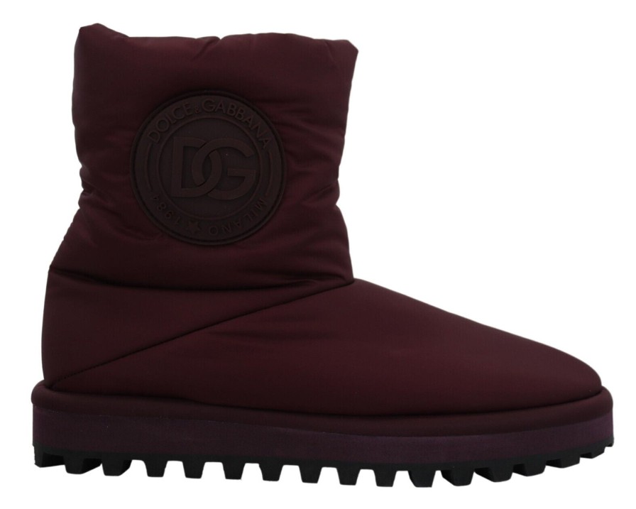 Men Dolce & Gabbana Men'S Boots | Dolce & Gabbana Bordeaux Nylon Boots Padded Mid Shoes