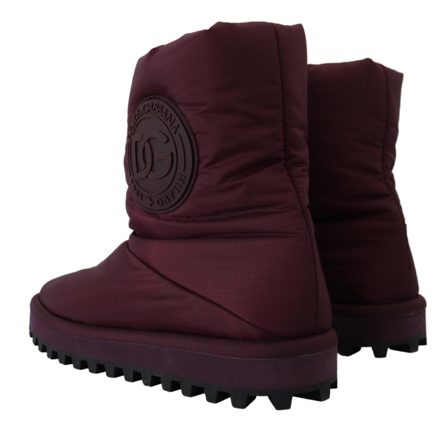 Men Dolce & Gabbana Men'S Boots | Dolce & Gabbana Bordeaux Nylon Boots Padded Mid Shoes