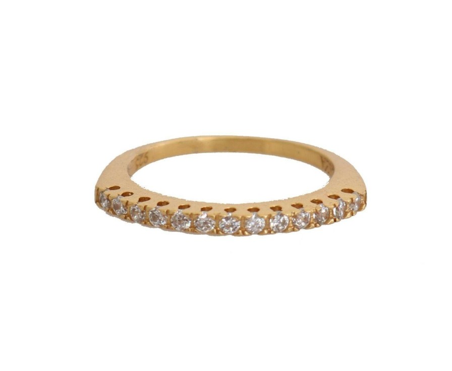 Women Nialaya Women'S Rings | Nialaya Gold Authentic Womens Clear Cz Gold 925 Silver Ring