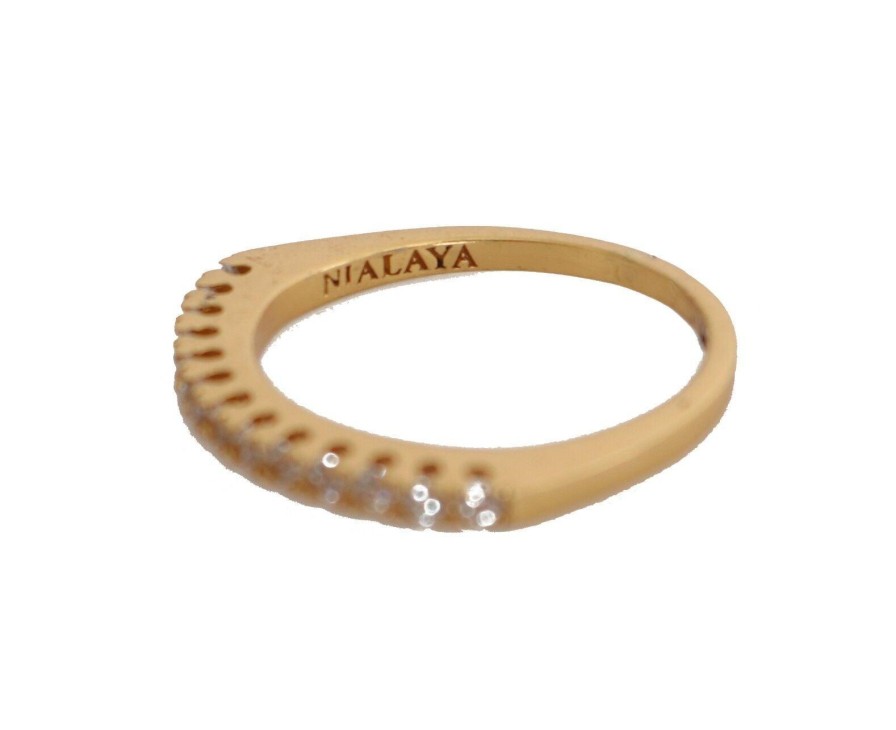 Women Nialaya Women'S Rings | Nialaya Gold Authentic Womens Clear Cz Gold 925 Silver Ring