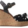 Women Dolce & Gabbana Women'S Platforms & Wedges | Dolce & Gabbana Black Wedges Polka Dotted Ankle Strap Shoes Sandals