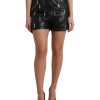 Women Dolce & Gabbana Women'S Shorts | Dolce & Gabbana Black Embellished High Waist Hot Pants Shorts