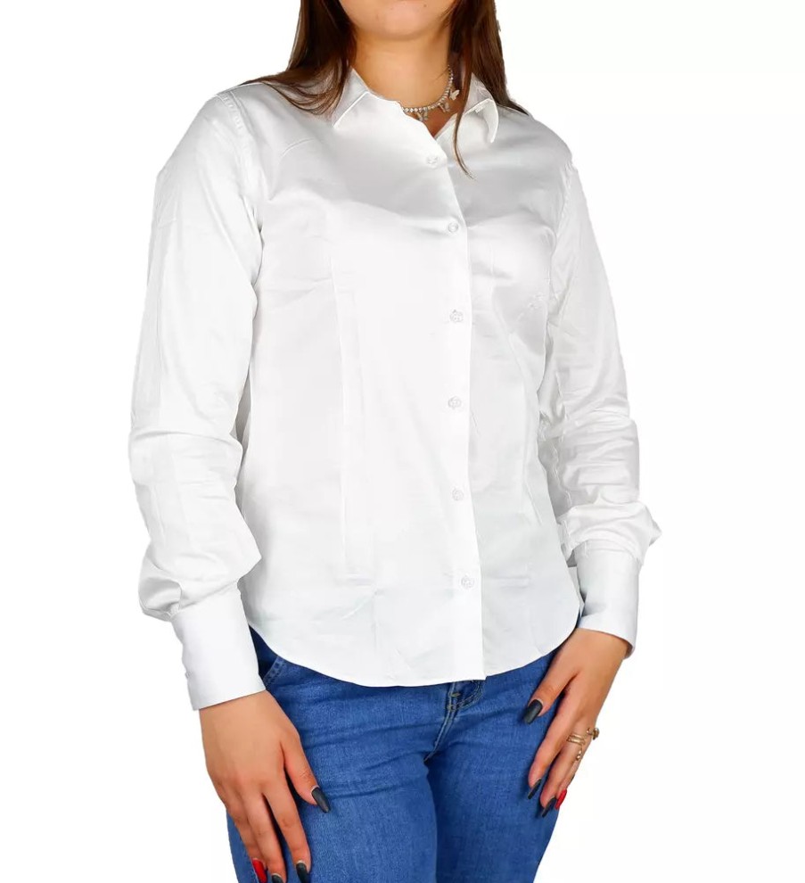 Women Made in Italy Women'S Shirts | Made In Italy Sleek Milano Satin Cotton Shirt