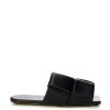 Women Bottega Veneta Women'S Flat Shoes | Bottega Veneta Black Leather Maxi Intreccio Mule