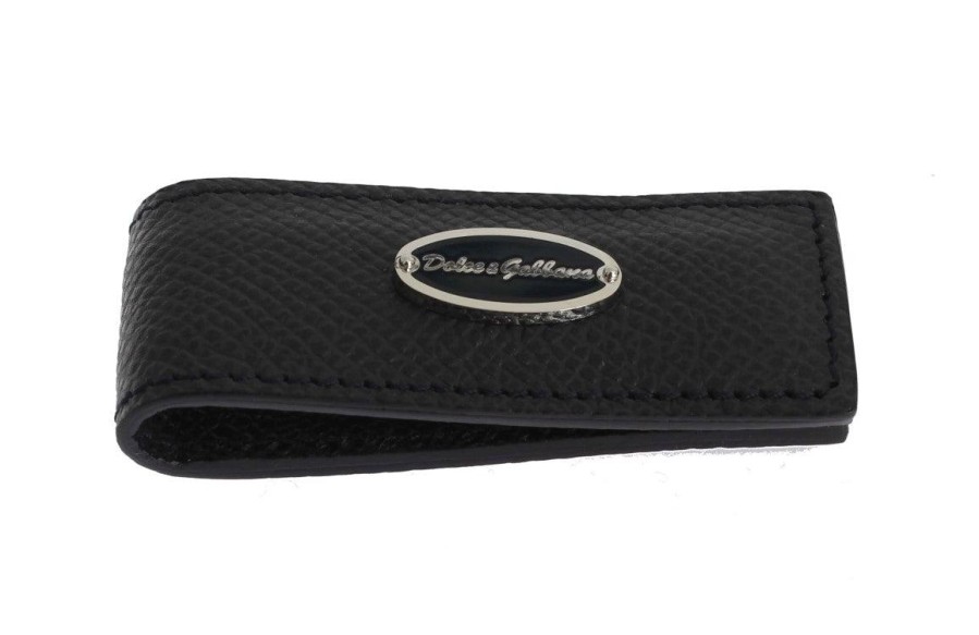 Men Dolce & Gabbana Men'S Money Clips | Dolce & Gabbana Blue Leather Magnet Money Clip