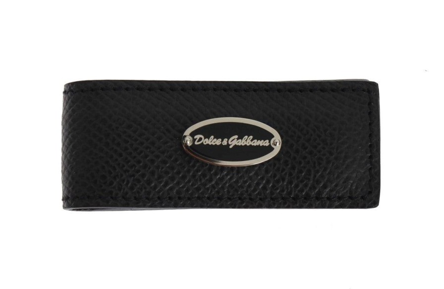 Men Dolce & Gabbana Men'S Money Clips | Dolce & Gabbana Blue Leather Magnet Money Clip