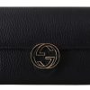 Women Gucci Women'S Wallets | Gucci Black Icon Leather Wallet