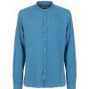 Men Fred Mello Men'S Shirts | Fred Mello Elegant Light Blue Linen-Cotton Blend Shirt