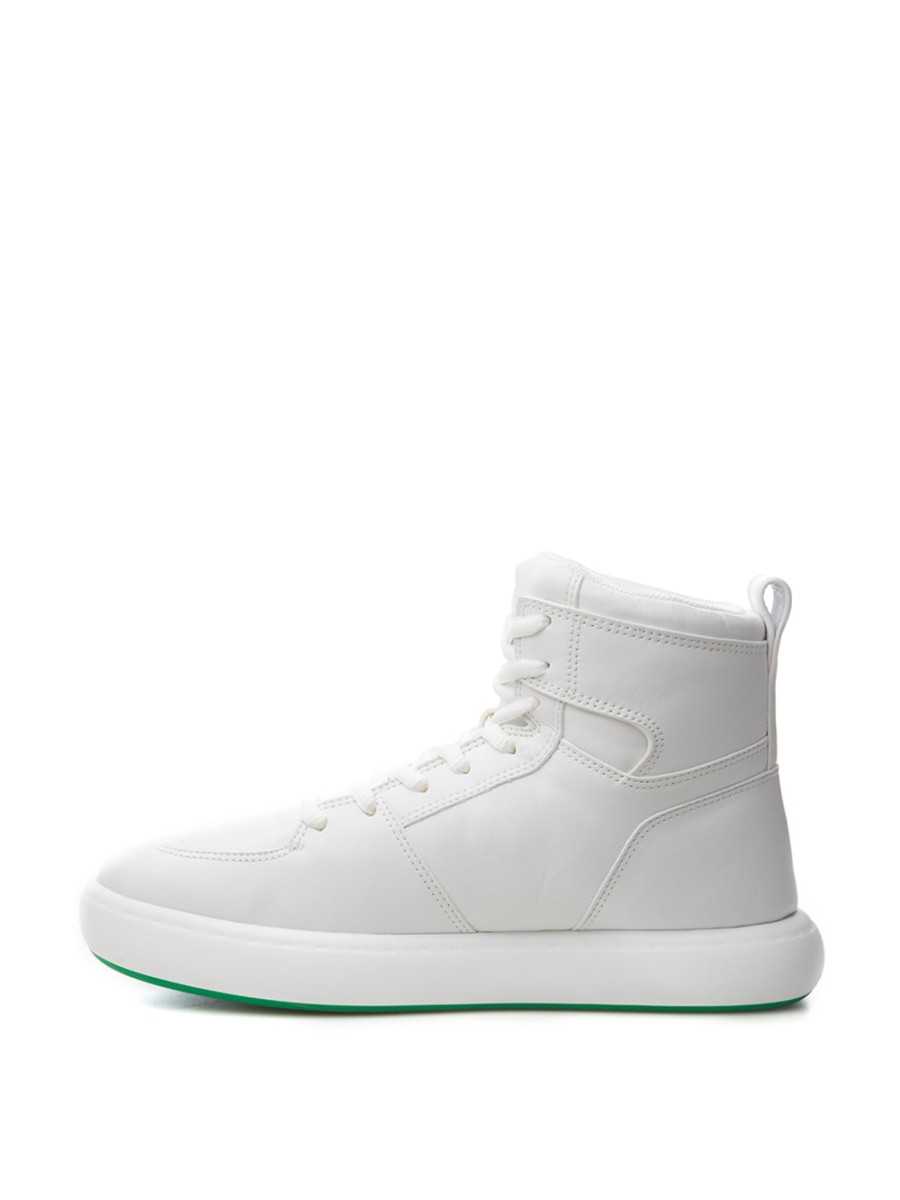 Men Bottega Veneta Men'S Sneakers | Bottega Veneta High 'Pillow' White Sneakers