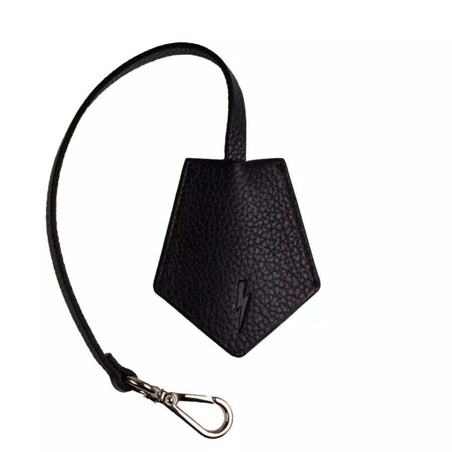 Men Neil Barrett Men'S Keychains | Neil Barrett Sleek Black Leather Keychain For Men