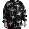 Men Dolce & Gabbana Men'S Jackets | Dolce & Gabbana Black Floral Print Wool Button Down Bomber Jacket