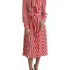 Women Dolce & Gabbana Women'S Dresses | Dolce & Gabbana White Red Silk A-Line Shift Gown Maxi Dress