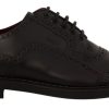 Men Dolce & Gabbana Men'S Formal | Dolce & Gabbana Purple Leather Oxford Wingtip Formal Shoes