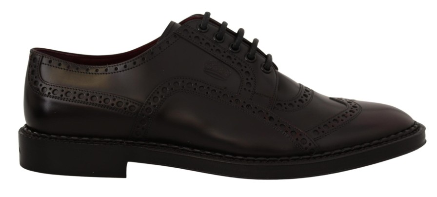 Men Dolce & Gabbana Men'S Formal | Dolce & Gabbana Purple Leather Oxford Wingtip Formal Shoes