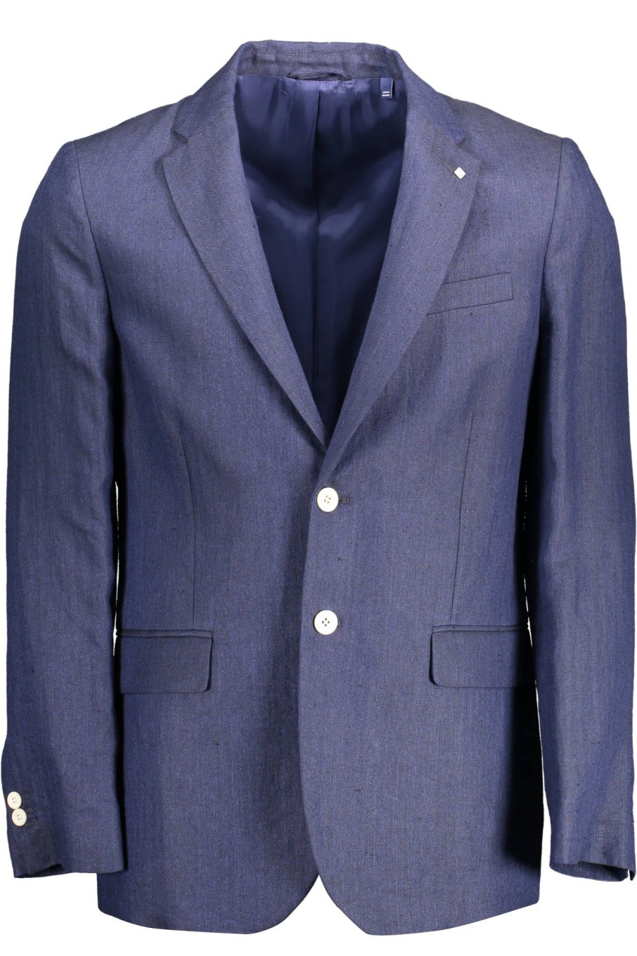 Men Gant Men'S Jackets | Gant Blue Linen Blazer Jacket