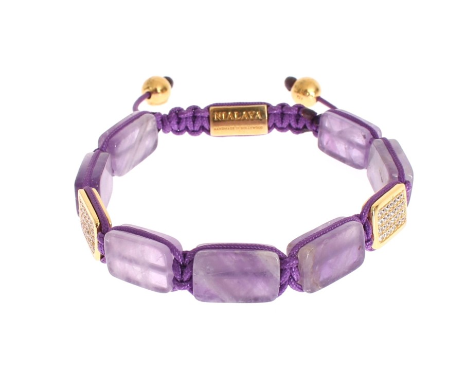 Women Nialaya Women'S Bracelets | Nialaya Cz Amethyst 18K Gold 925 Bracelet