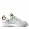 Women Dolce & Gabbana Women'S Sneakers | Dolce & Gabbana White Leather Portofino Classic Sneaker Women Shoes