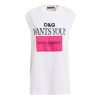 Women Dolce & Gabbana Women'S Tops & T-Shirts | Dolce & Gabbana Elegant Sleeveless Cotton Tee With Embroidery