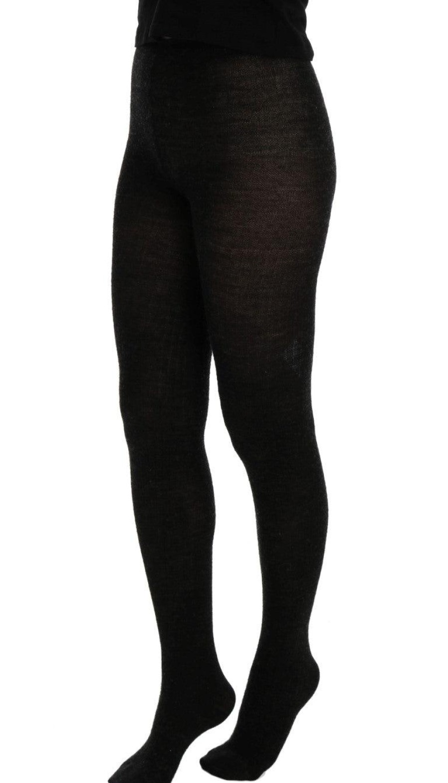 Women Dolce & Gabbana Women'S Tights And Socks | Dolce & Gabbana Gray Wool Blend Stretch Tights