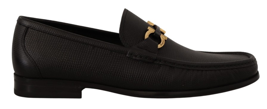 Men Salvatore Ferragamo Men'S Formal | Salvatore Ferragamo Black Calf Leather Moccasins Loafers Shoes