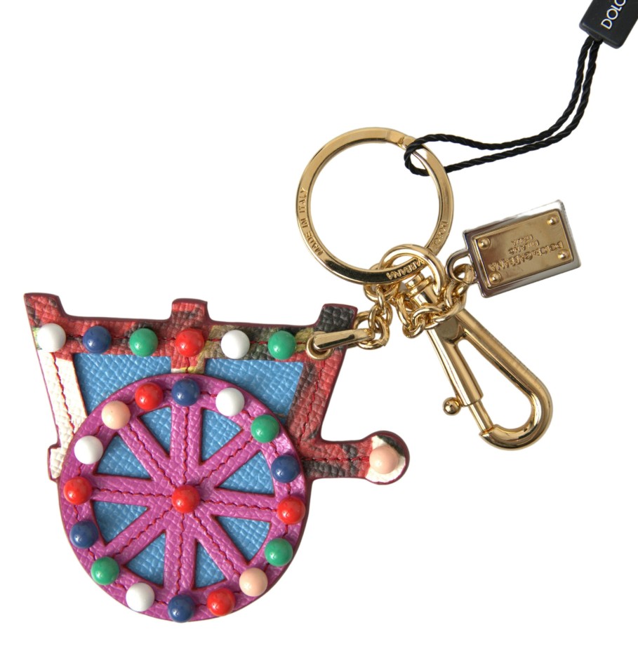 Women Dolce & Gabbana Women'S Keychains | Dolce & Gabbana Multicolor Gold Tone Carretto Keychain Accessory Keyri