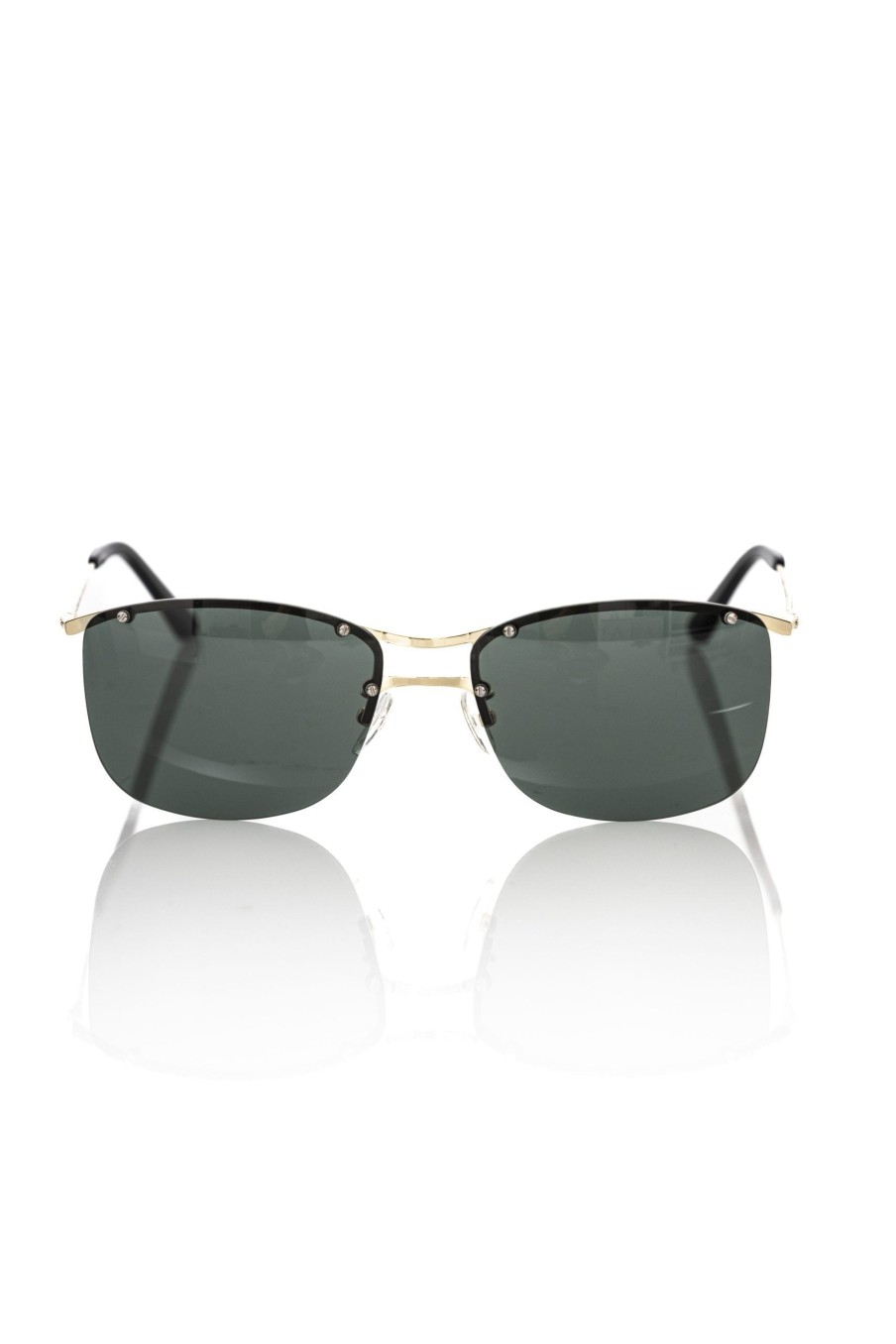 Men Frankie Morello | Frankie Morello Elegant Clubmaster Golden Sunglasses