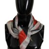 Women Costume National Women'S Scarves | Costume National Gray Red Silk Shawl Foulard Wrap Scarf