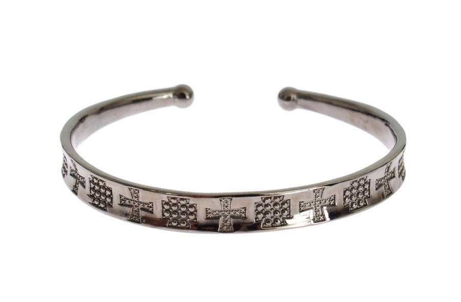 Women Nialaya Women'S Bracelets | Nialaya Gray Rhodium 925 Silver Bangle Bracelet