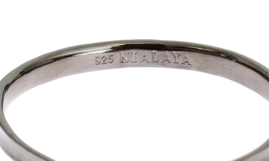 Women Nialaya Women'S Bracelets | Nialaya Gray Rhodium 925 Silver Bangle Bracelet