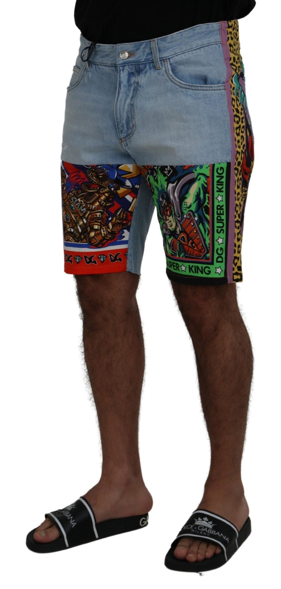 Men Dolce & Gabbana Men'S Shorts | Dolce & Gabbana Multicolor Bermuda Dg Patchwork Shorts