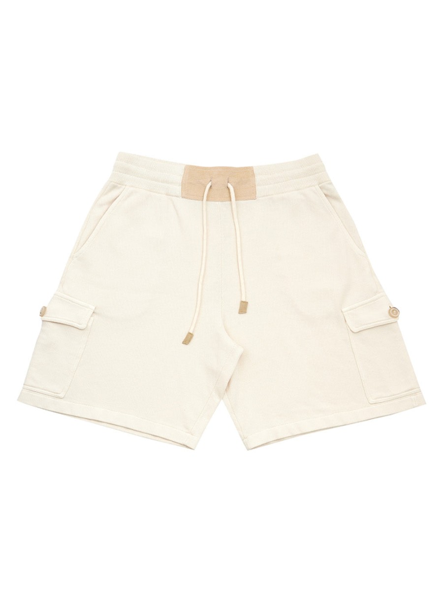 Men Gran Sasso Men'S Shorts | Gran Sasso White Short Sweatpants With Pockets