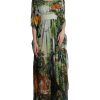 Women Dolce & Gabbana Women'S Dresses | Dolce & Gabbana Multicolor Jungle Print A-Line Maxi Dress