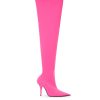 Women Balenciaga Women'S Boots | Balenciaga Over The Knee Neon Pink Boot