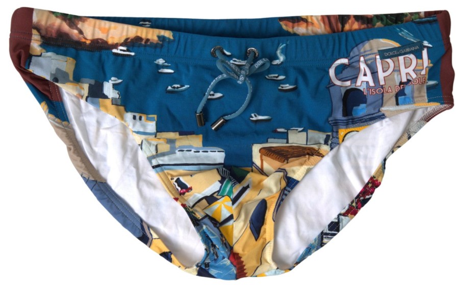 Men Dolce & Gabbana Men'S Swimwear | Dolce & Gabbana Multicolor Nylon Capri Beachwear Swimwear