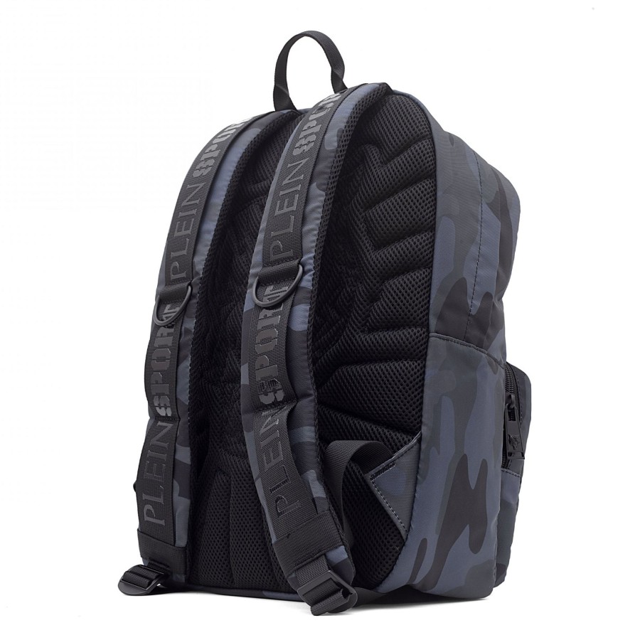 Men Plein Sport Men Backpacks | Plein Sport Elevate Your Style With The Gray Tiger Face Backpack