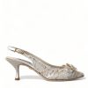 Women Dolce & Gabbana Women'S Pumps | Dolce & Gabbana White Taormina Lace Crystal Slingback Shoes